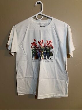 Primitive White Short-Sleeve Graphic Tee with Anime Crew Art
